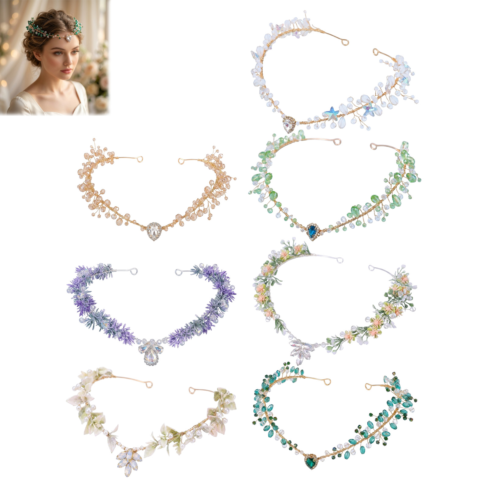 Women Accessories For Wedding - Свадебная повязка для волос: треугольная хрустальная