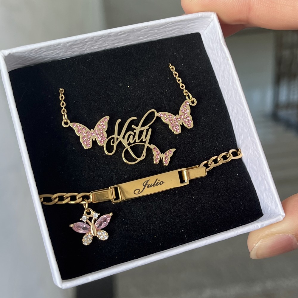 Women Accessories Gift Set - DUOYING, индивидуальный набор Розовых Бабочек, персонализированные