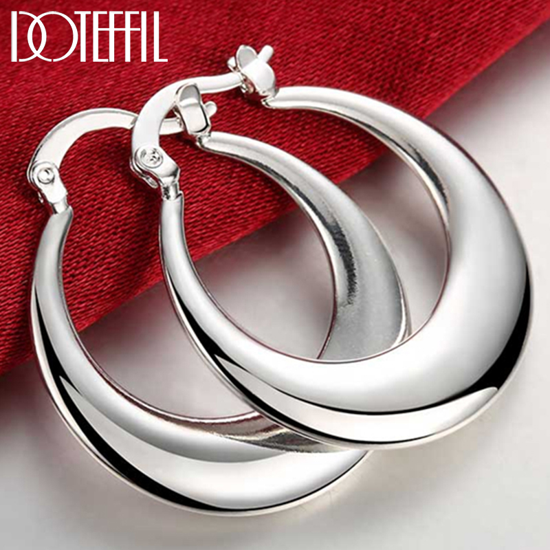 Statement Earrings Oversized - DOTEFFIL стерлингового серебра 925, круглые гладкие