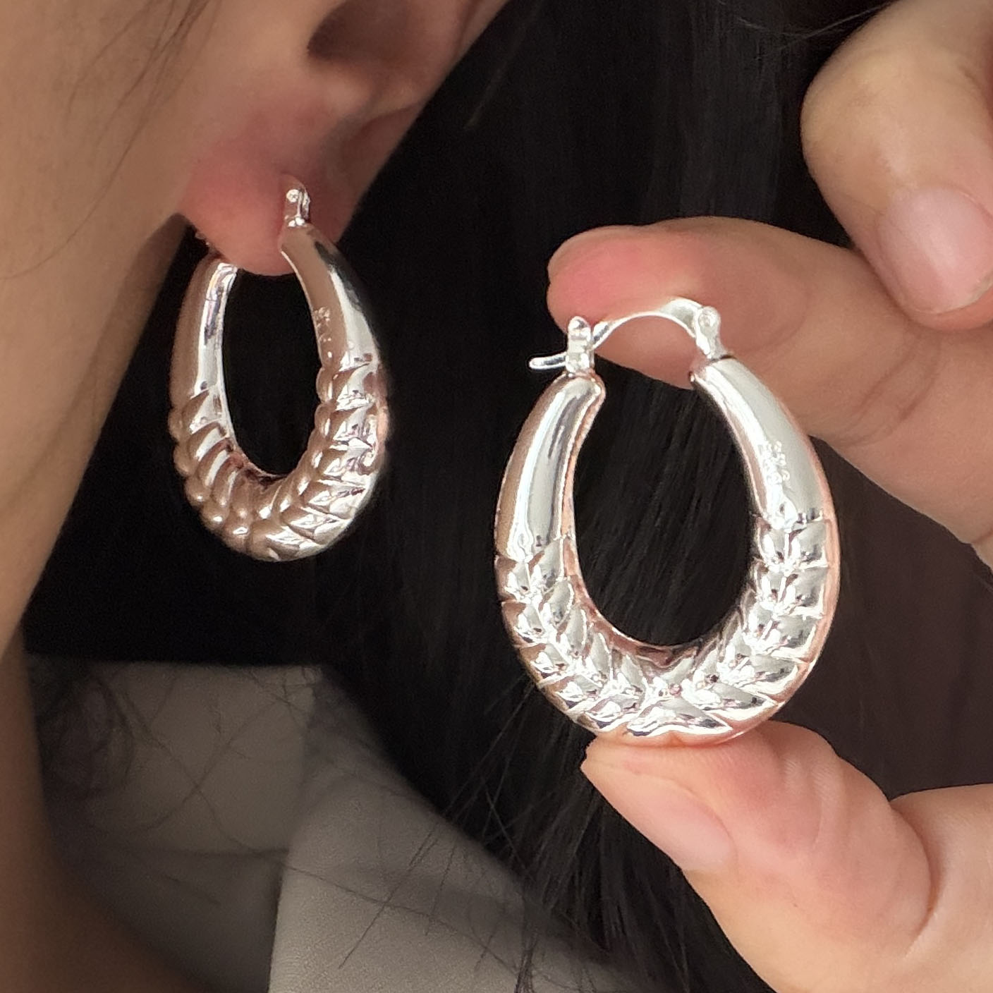 Statement Earrings Oversized - Винтажные серьги из стерлингового серебра 925