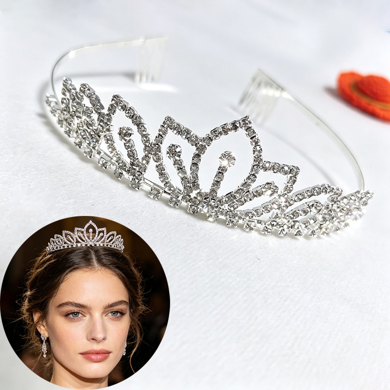 Women Accessories Gift - Серебряная корона с блестящими стразами, свадебная