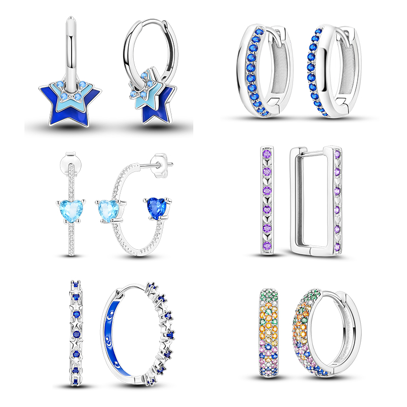 Statement Earrings Oversized - Серьги-кольца серии Blue Stars, оригинальные серьги