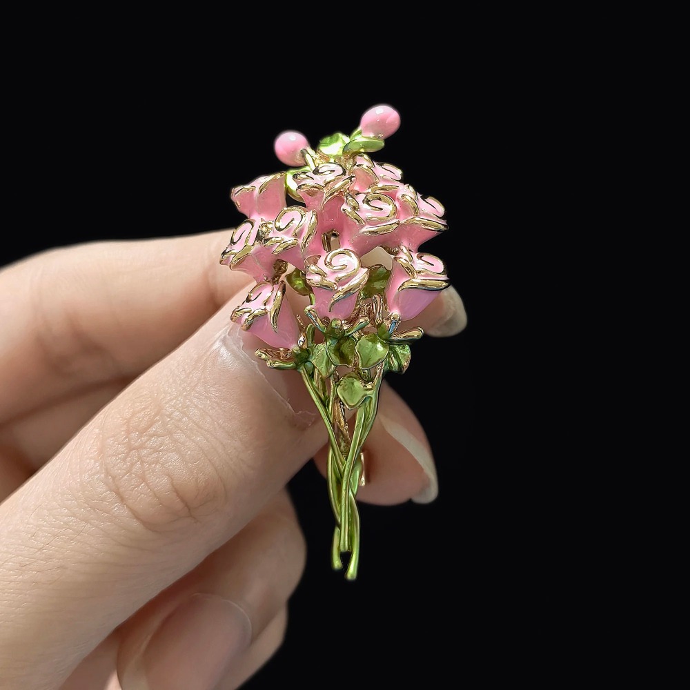 Розовые эмалевые броши-букеты  – обзор и цена Women Accessories Bouquet